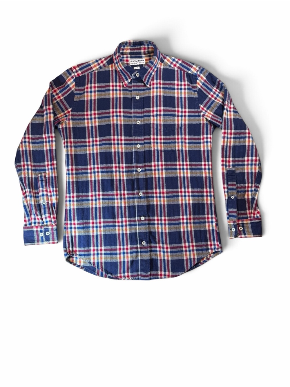 American Apparel Men’s Navy Plaid Flannel Buttondown M
